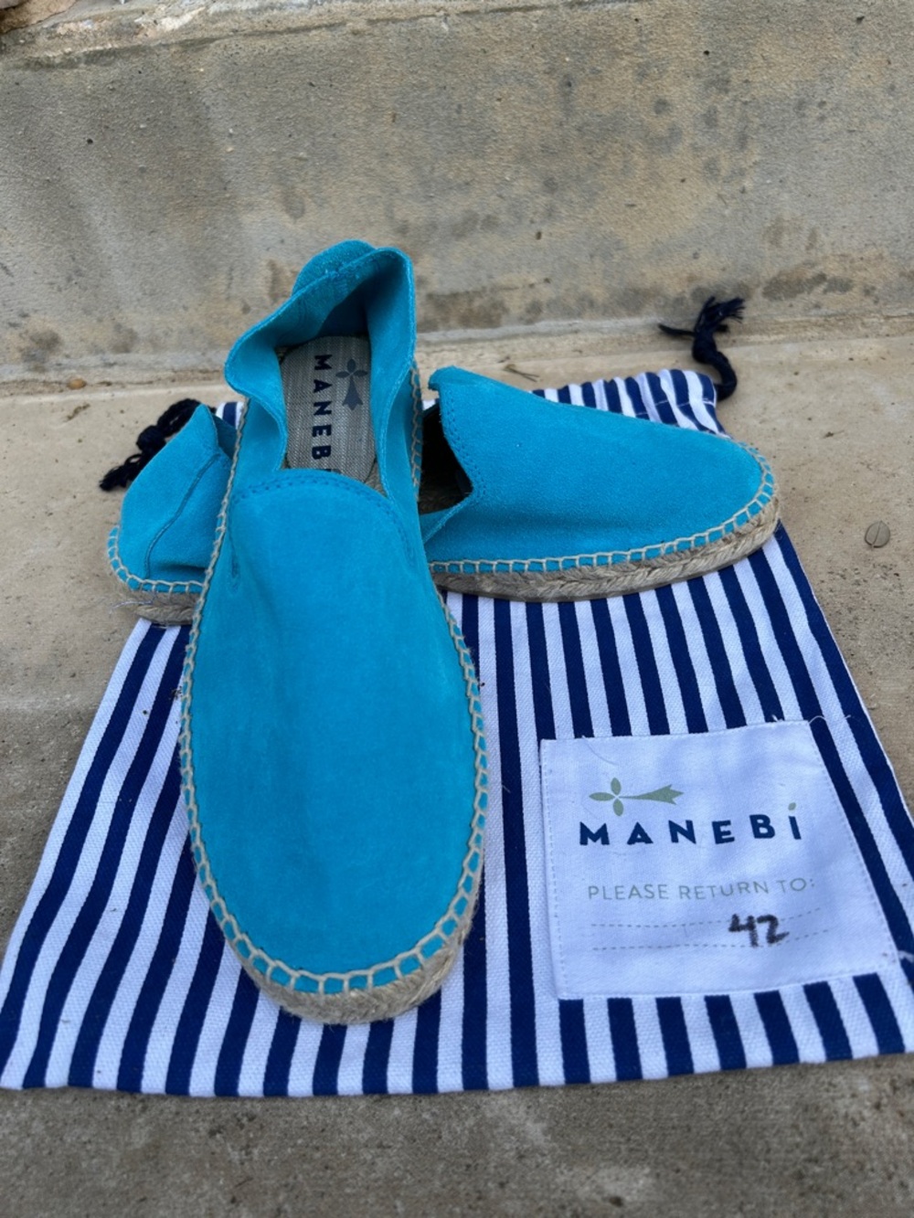 Manebi Turquoise Suede Espadrilles Slip On Flats Size EU 42 US 11 11.5